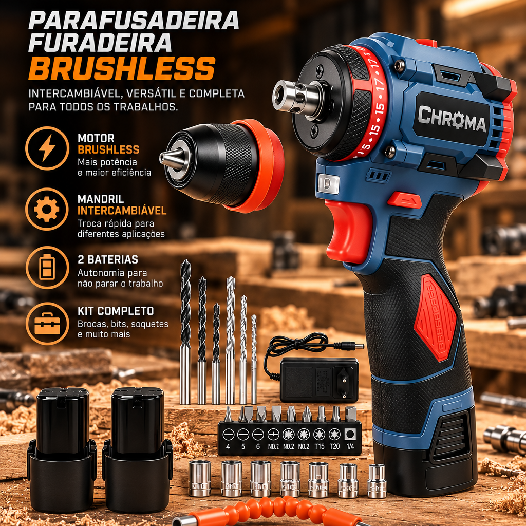 Parafusadeira/furadeira 16,8v brushless
